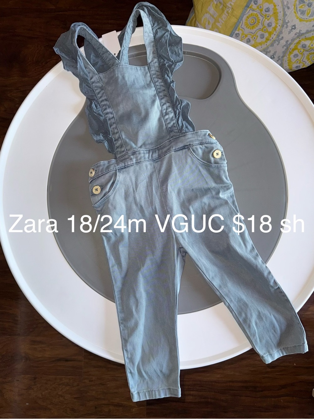 Zara Light Blue Ruffle Strap Overalls